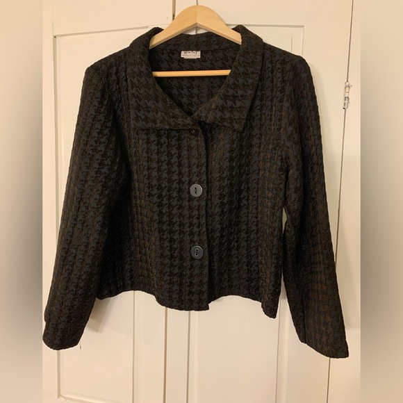 Habitat Jacket‎ Womens Small Textured Artsy Buttons Collar Lagenlook Made in USA - Picture 1 of 12
